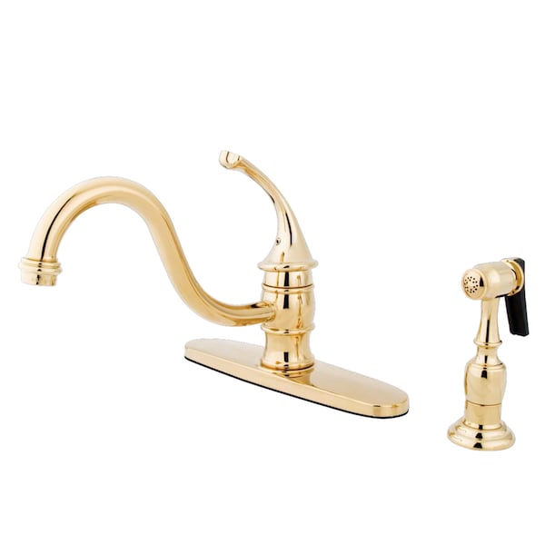 Kingston Brass 8" Centerset Kitchen Faucet Brass Sprayer, Polished Brass KB3572GLBS - main